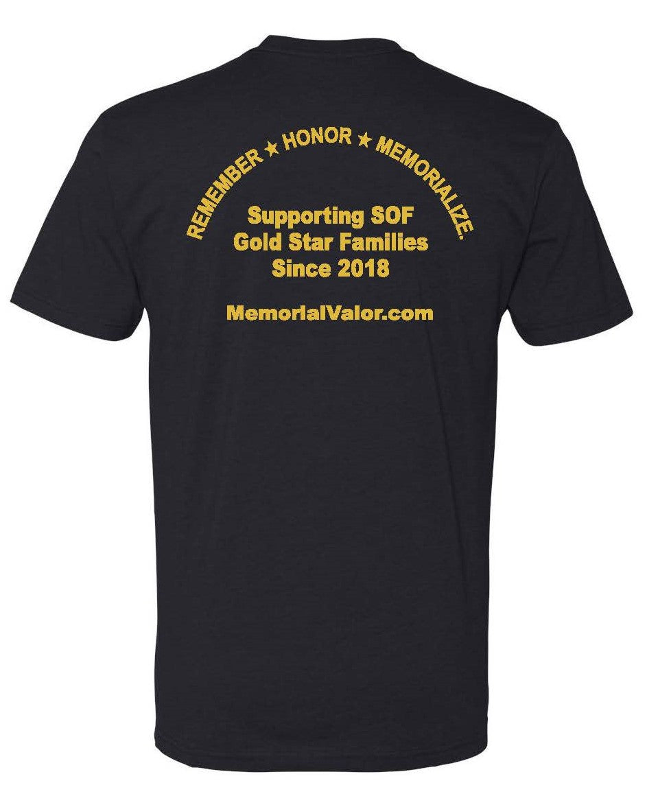 Memorial Valor T-Shirt | REMEMBER, HONOR, MEMORIALIZE Black/Gold