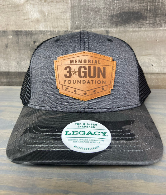 Memorial 3 Gun Brown Patch Hat (Grey Camo)